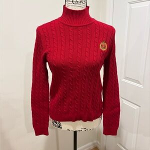 Lauren Ralph Lauren Red Cable Knit Turtleneck Sweater
